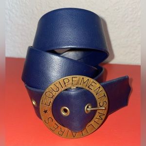 Vintage French Militaires Equipments blue military belt and buckle small